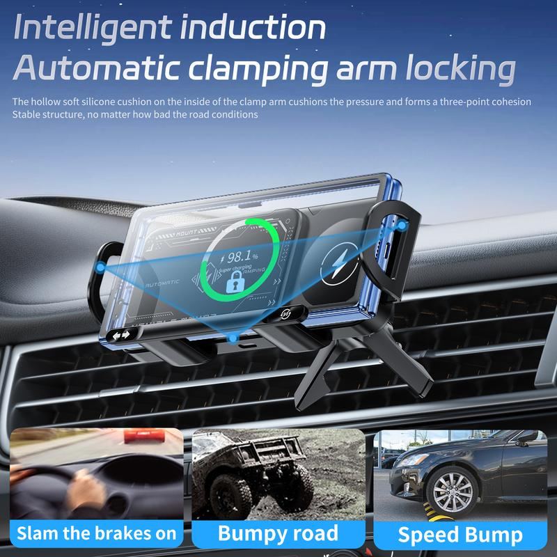 15W Wireless Charging Car Mount for Phones – 90° Rotation, Stable & Adjustable