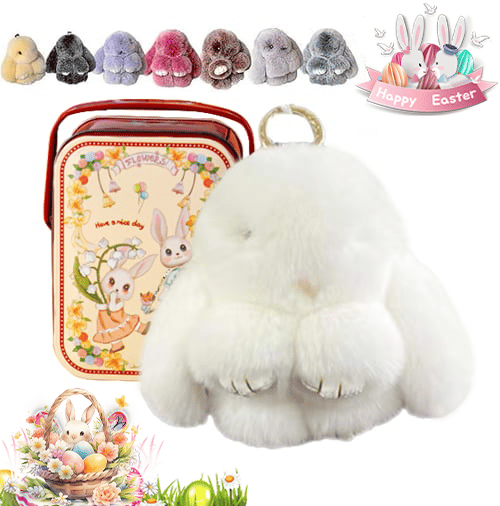 🐰Easter Cute Bunny Plush Keychain - Iron Box Gift Option, 🎁Easter Sweet Surprise