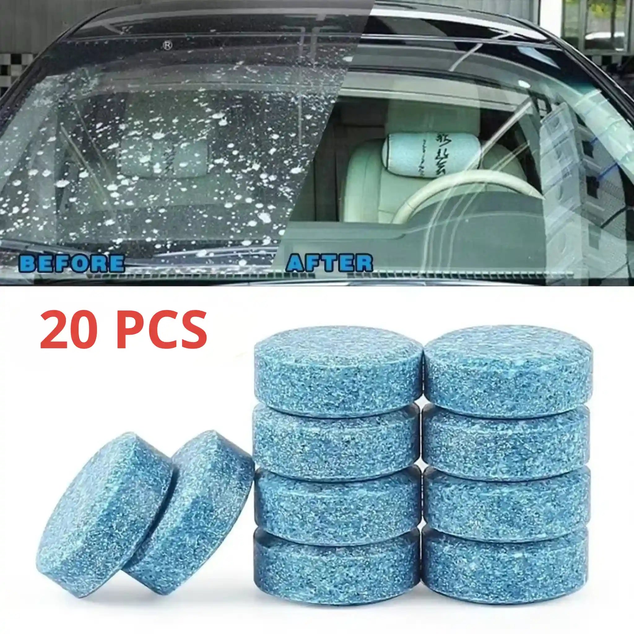 Instant Windshield Cleaner Tablets – Crystal Clear View (20Pcs)