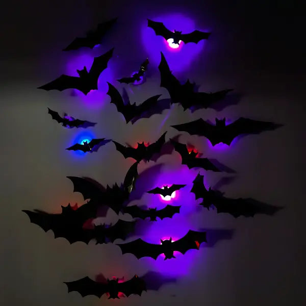 🎁🔥 3D Bat Light Design LED Decorations (contains three sizes: large, medium and small）