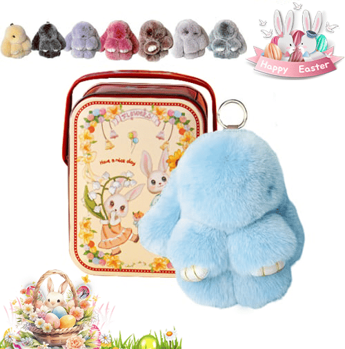 🐰Easter Cute Bunny Plush Keychain - Iron Box Gift Option, 🎁Easter Sweet Surprise