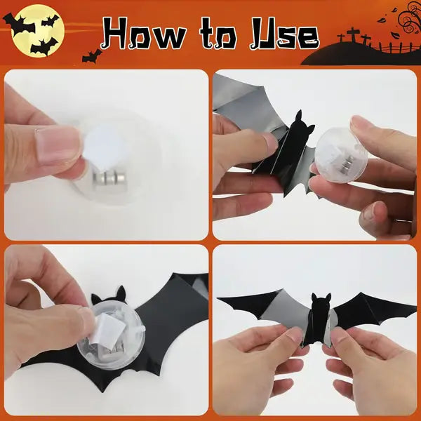 🎁🔥 3D Bat Light Design LED Decorations (contains three sizes: large, medium and small）
