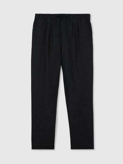 100% Linen Relaxed-Fit Drawstring Trousers