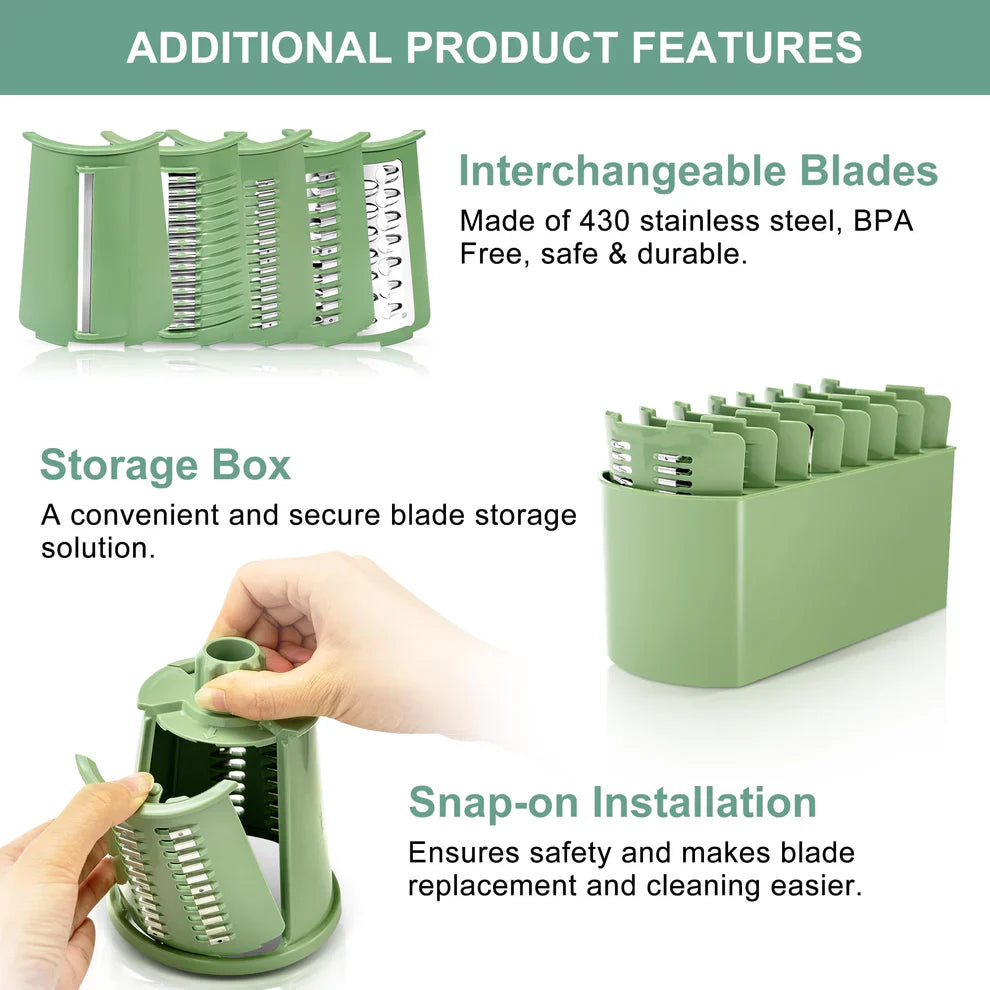 5 in 1 Rotary Cheese Grater Vegetable Slicer