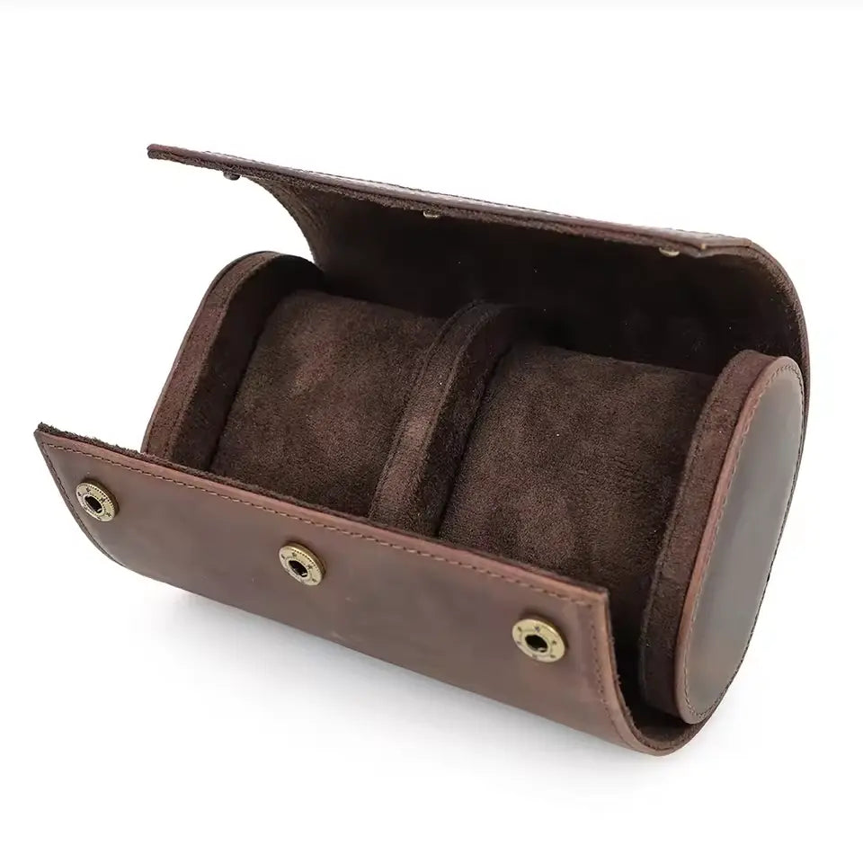 Luxury Vintage Leather Watch Roll Case