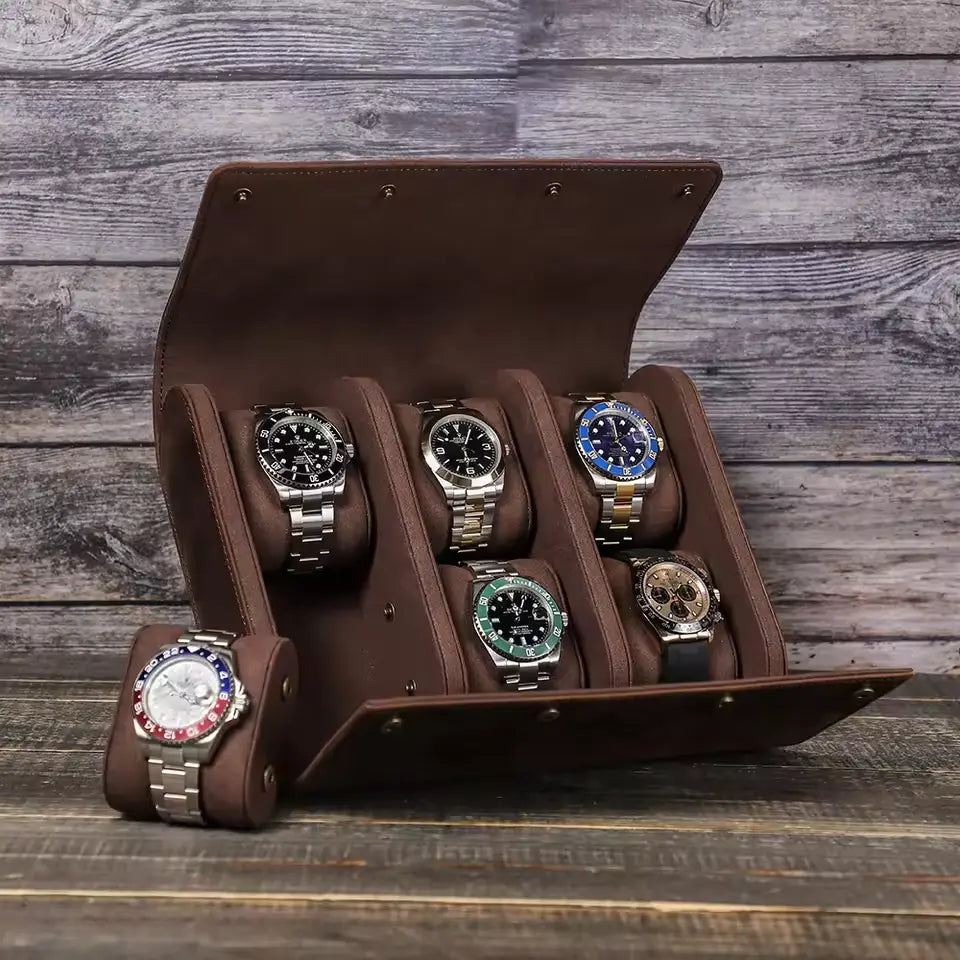 Luxury Vintage Leather Watch Roll Case