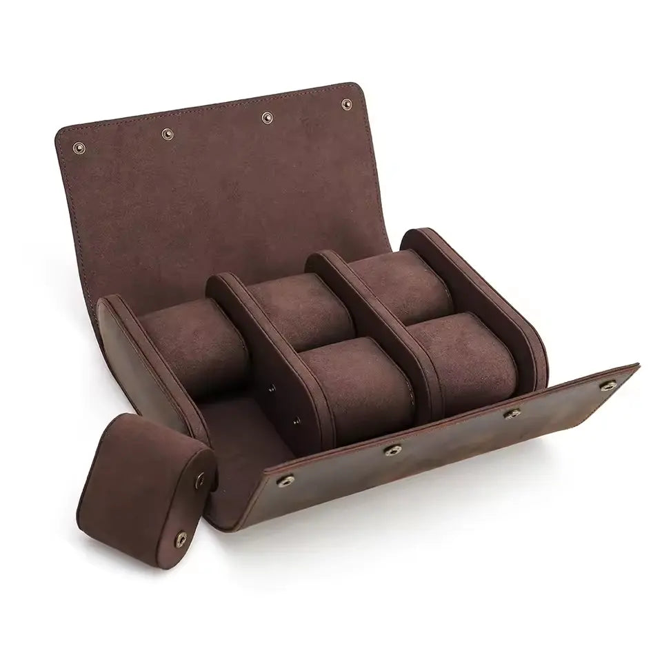Luxury Vintage Leather Watch Roll Case