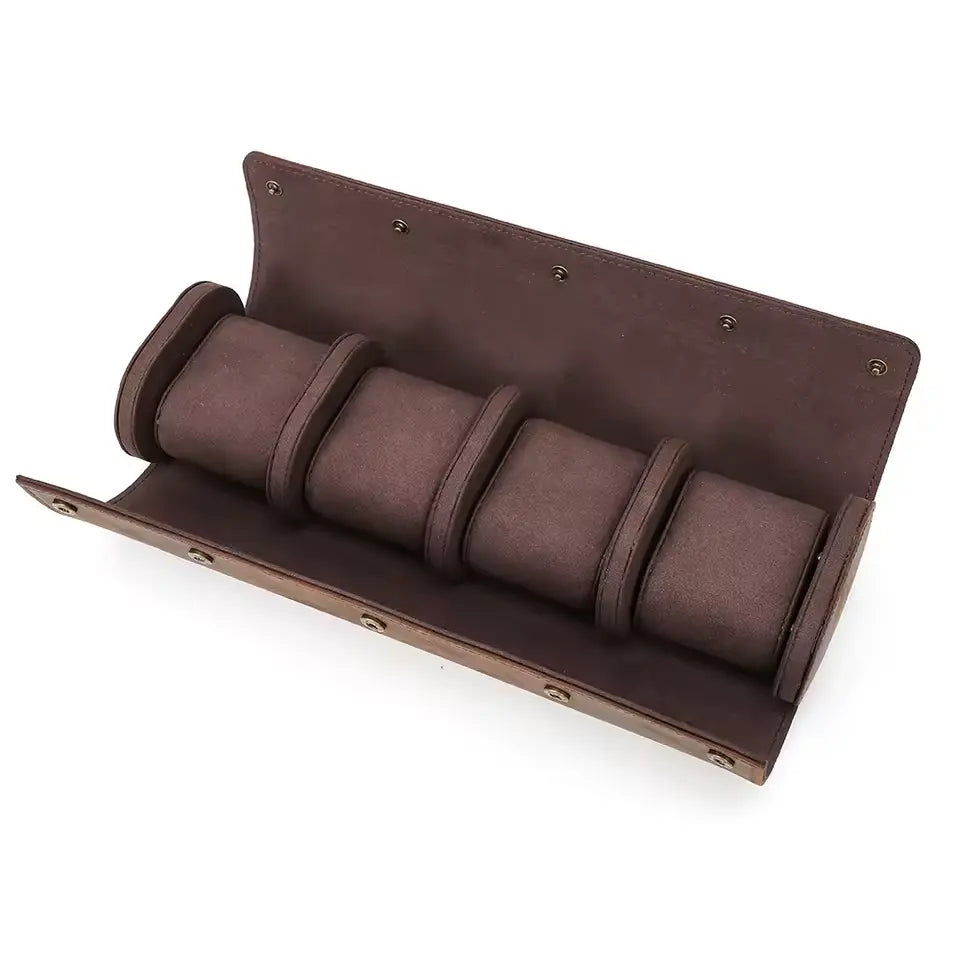 Luxury Vintage Leather Watch Roll Case
