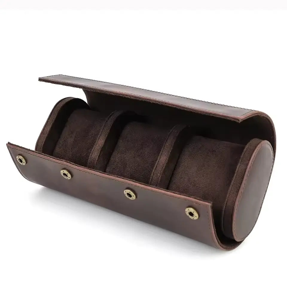 Luxury Vintage Leather Watch Roll Case