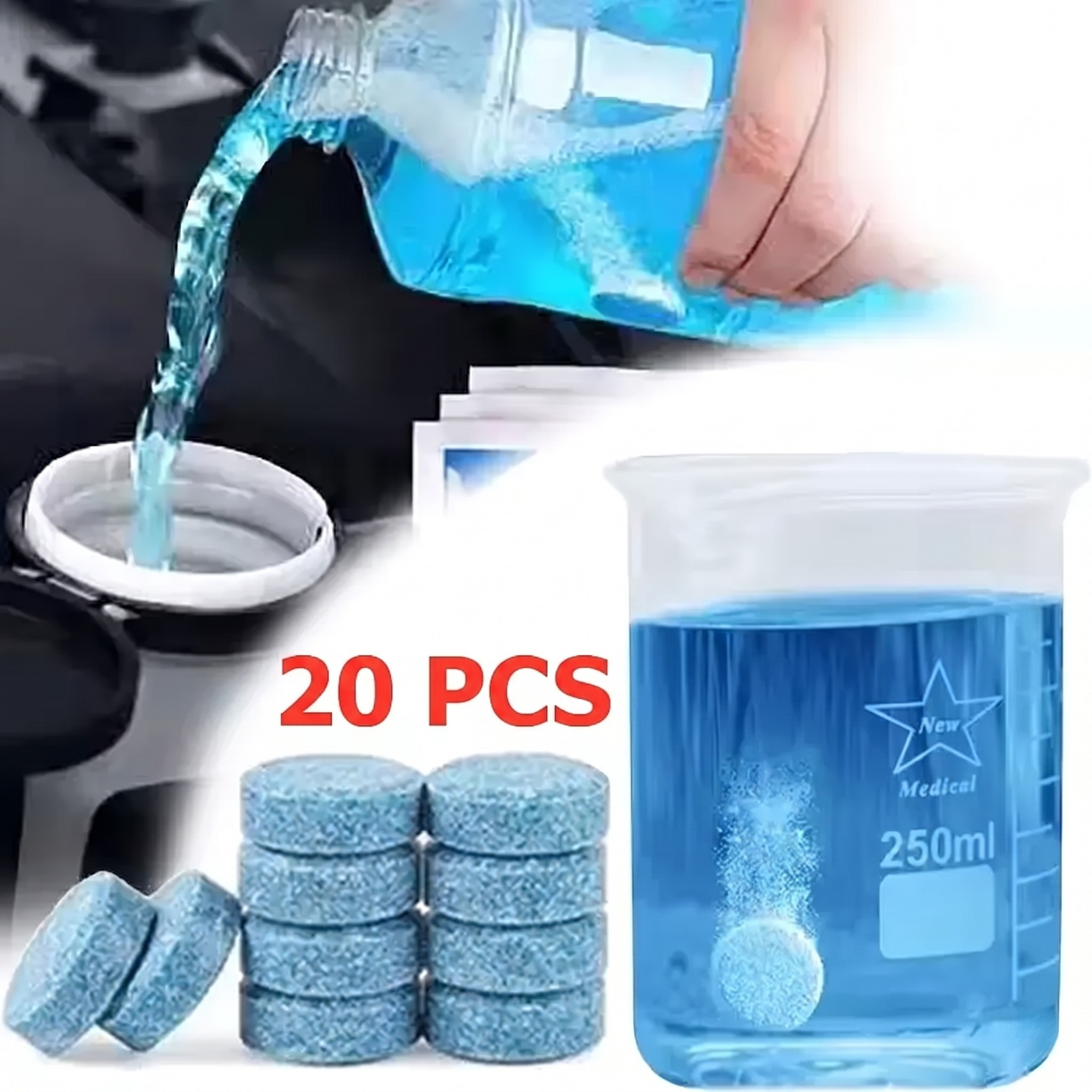 Instant Windshield Cleaner Tablets – Crystal Clear View (20Pcs)