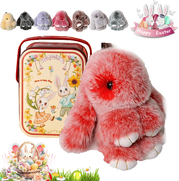 🐰Easter Cute Bunny Plush Keychain - Iron Box Gift Option, 🎁Easter Sweet Surprise