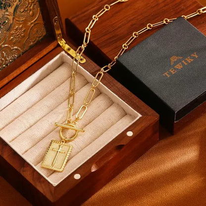 ✝️ Cross Pendant Paperclip Chain Necklace