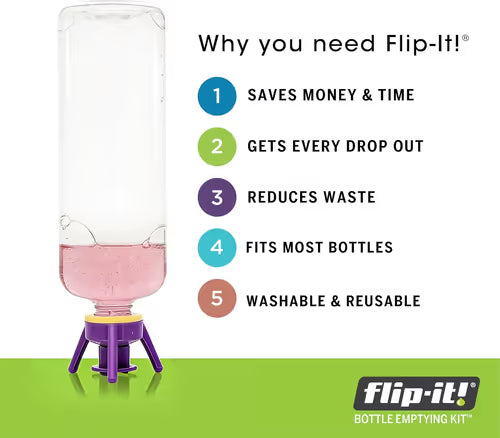 ✅ Flip & Flow! Bottle Emptying Caps 💧 - 3 Bottle Pack - Comes with Adapters for Any Screw Cap Size 🎯