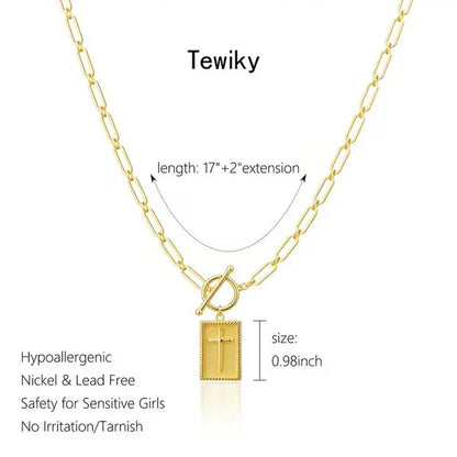 ✝️ Cross Pendant Paperclip Chain Necklace