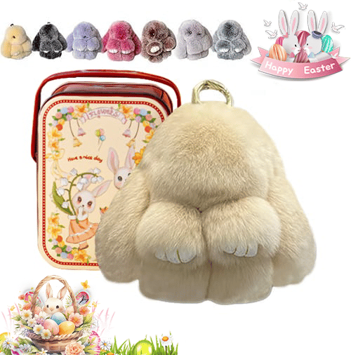 🐰Easter Cute Bunny Plush Keychain - Iron Box Gift Option, 🎁Easter Sweet Surprise