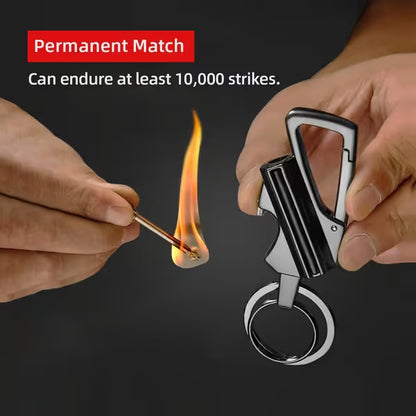 3-in-1 Permanent Match & Carabiner Keychain