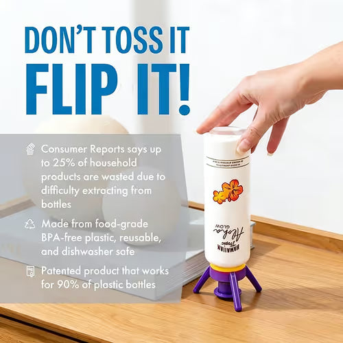 ✅ Flip & Flow! Bottle Emptying Caps 💧 - 3 Bottle Pack - Comes with Adapters for Any Screw Cap Size 🎯